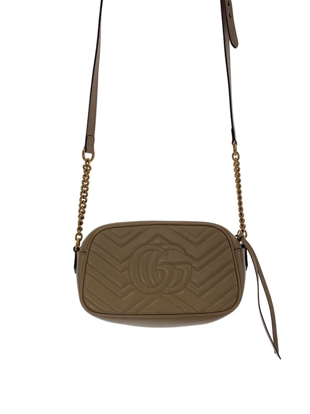 Gucci brown Taupe Gray matelasse chevron leather GG Marmont Bag interlocking GG